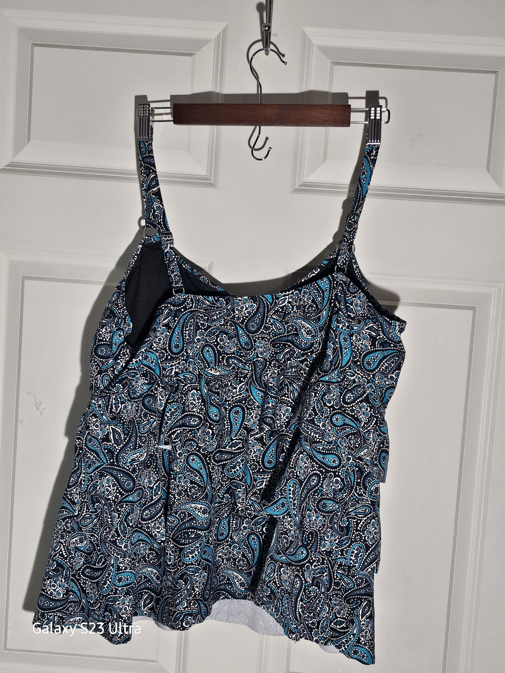 Island Escape Plus Size Printed 3-Tiered Tankini Black Multi 22W - Picture 3 of 5
